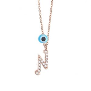 Necklace-silver-925-pink-gold-plated-with-white-zirconia
