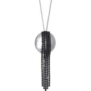 Necklace-metal-rhodium-plated-&-with-black-zirconia