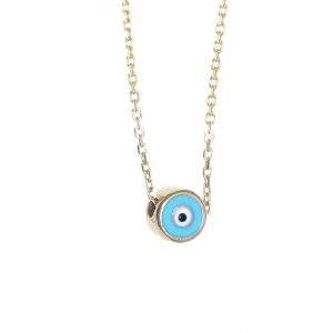 Necklace-silver-925-yellow-gold-plated-&-with-enamel-evil-eye–1-3cm-x-0-9cm-