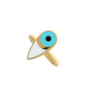 Ring-silver-925-gold-plated-&-with-enamel-evil-eye