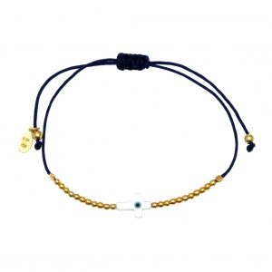 Bracelet-silver-925-yellow-gold-plated-with-an-eye-out-of-fildisi-and-cord