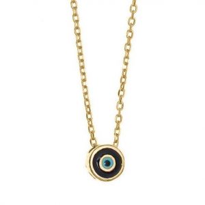 Necklace-silver-925-yellow-gold-plated-with-enamel-evil-eye