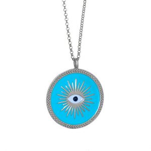 Necklace-silver-925-rhodium-plated-with-enamel-evil-eye