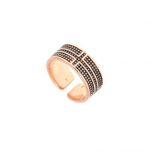 Ring-silver-925-pink-gold-&-black-rhodium-plated