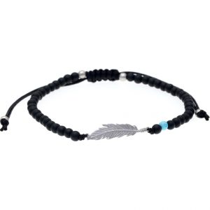 Bracelet-silver-925-rhodium-plated–with-onyx-and-cord