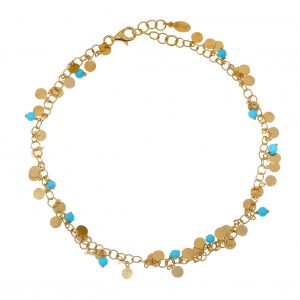 Foot-chain-silver-925-yellow-gold-plated-with-synthetic-stones