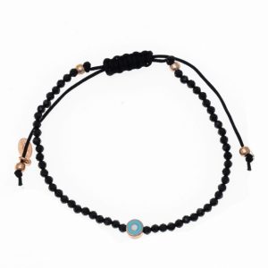 Bracelet-silver-925-rose-gold-plated-with-enamel-evil-eye-and-cord