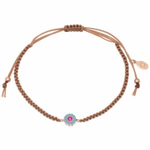 Bracelet-silver-925-pink-gold-plated-with-colored-zirconia-and-cord