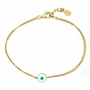 Bracelet-silver-925-yellow-gold-plated-with-enamel-evil-eye
