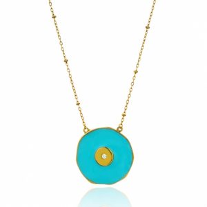 Necklace-silver-925-yellow-gold-plated-with-enamel-and-zirconia