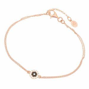 Bracelet-in-silver-925-pink-gold-plated-with-white-zirconia-and-black-spinel