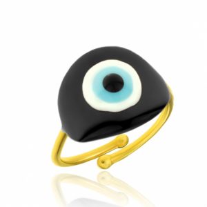 Ring-silver-925-yellow-gold-plated-with-enamel-evil-eye
