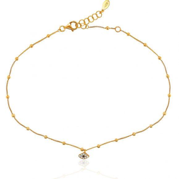 Foot-chain-silver-925-yellow-gold-plated-with-synthetic-stones