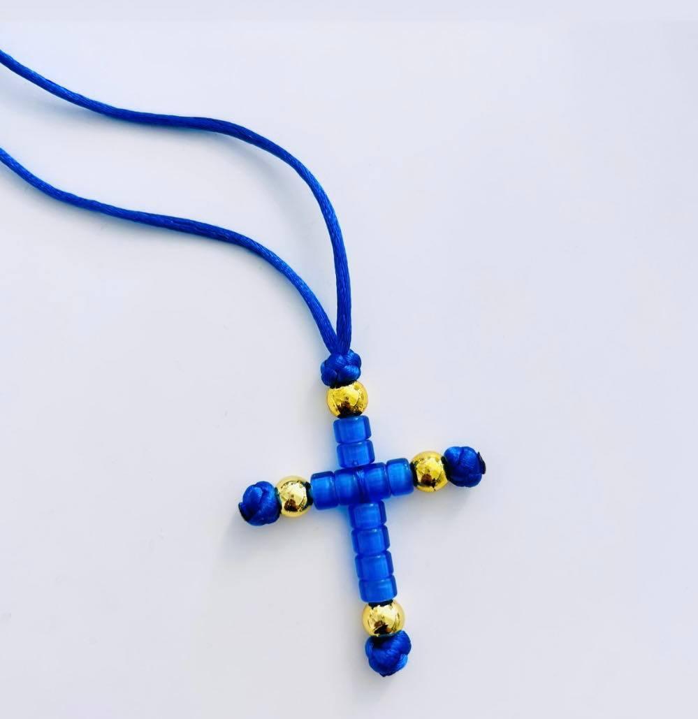 blue beaded cross