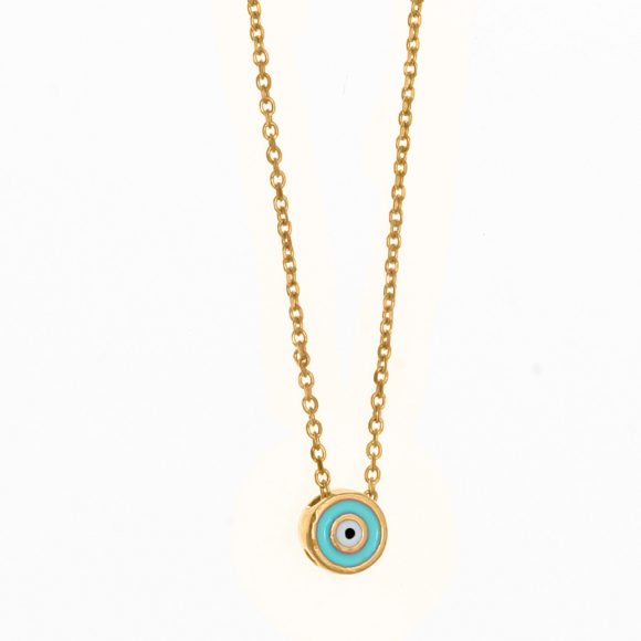 Necklace-silver-925-gold-plated-&-with-enamel-evil-eye