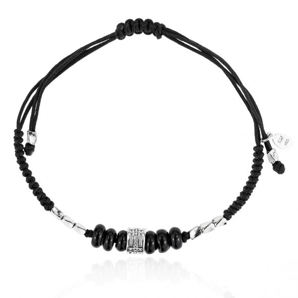Bracelet-silver-925-rhodium-plated-with-onyx-and-cord