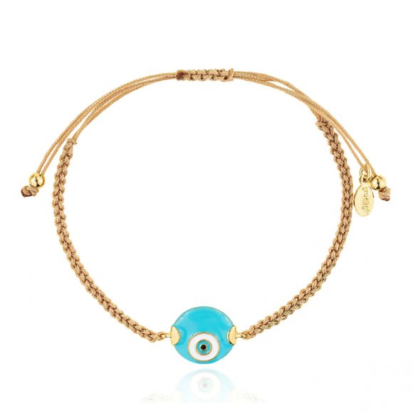 Bracelet-silver-925-yellow-gold-plated-with-enamel-evil-eye-and-cord