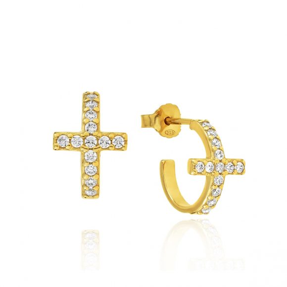 Earrings-in-silver-925-yellow-gold-plated-with-zirconia