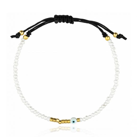 Bracelet-silver-925-yellow-gold-plated-with-pearl-evil-eye-and-cord