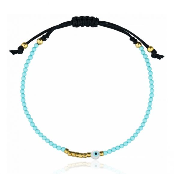 Bracelet-silver-925-yellow-gold-plated-with-turquoise-evil-eye-and-cord